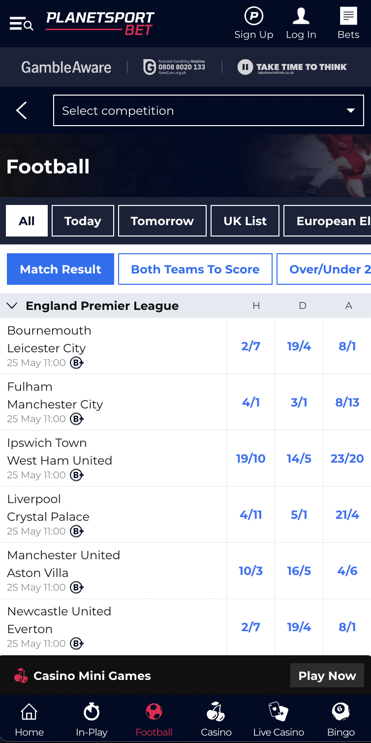 Football betting at planet sport bet